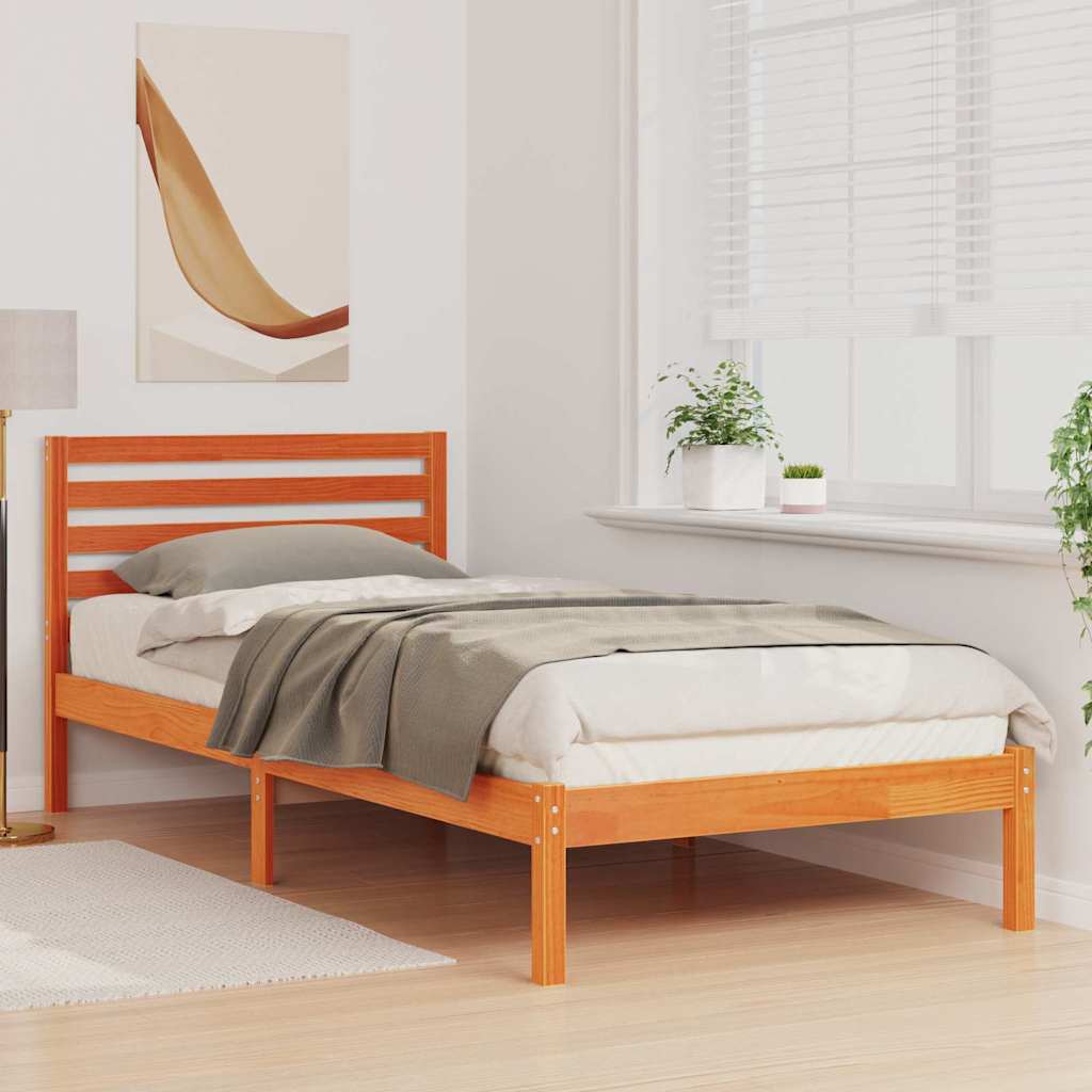 vidaXL Ramka łóżka Woskowy Brąz 100 x 210 cm Lite drewno sosnowe