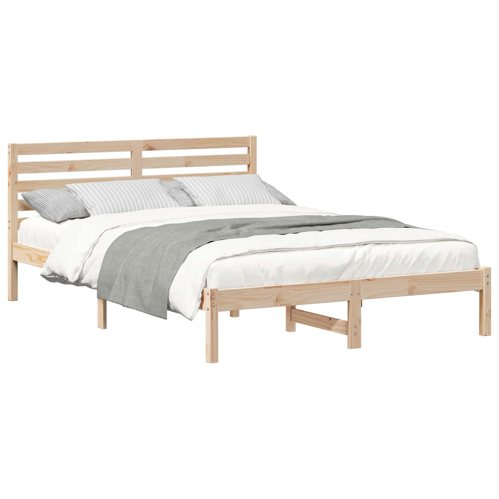 vidaXL Ramka łóżka Brązowy 140 x 210 cm Lite drewno sosnowe