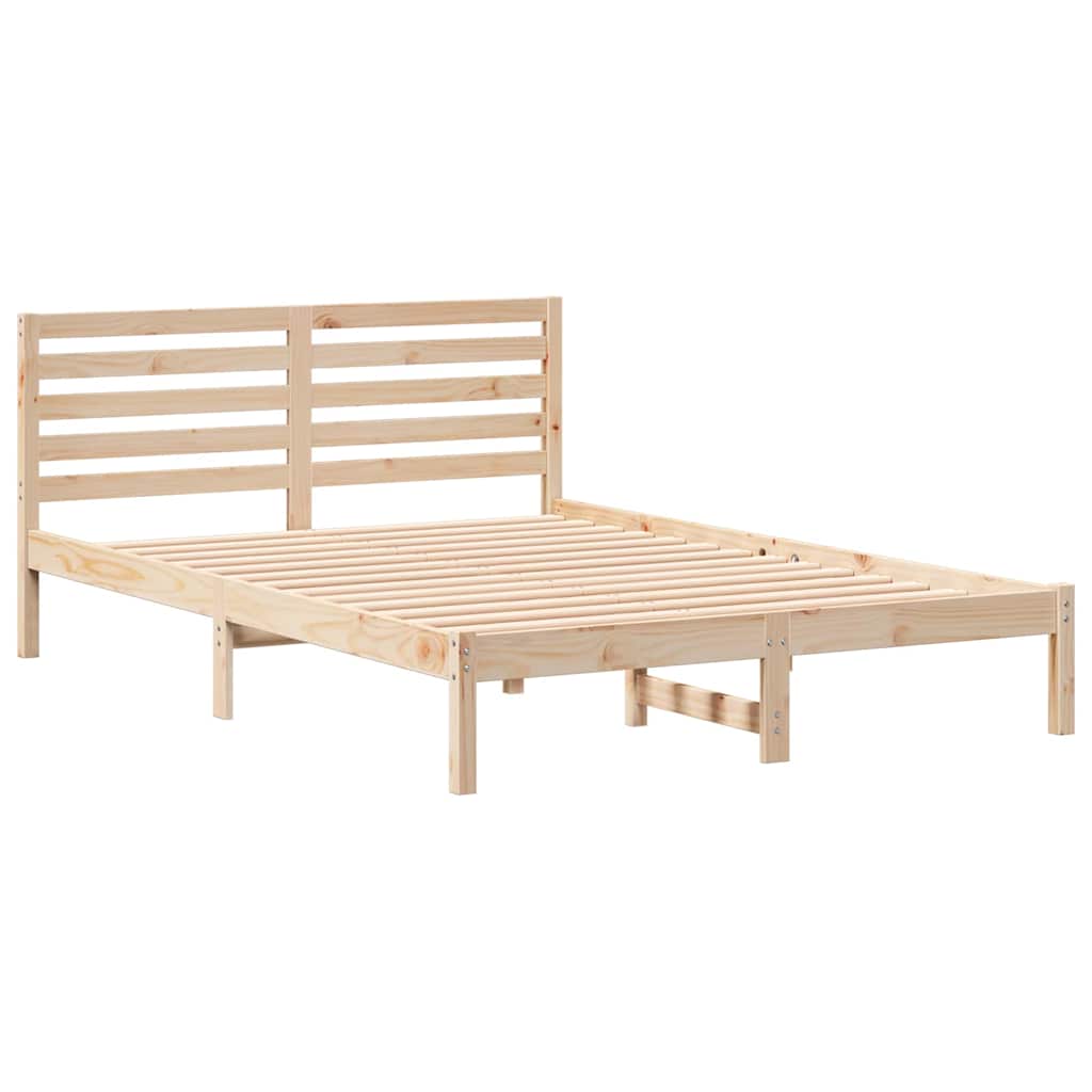 vidaXL Ramka łóżka Brązowy 140 x 210 cm Lite drewno sosnowe