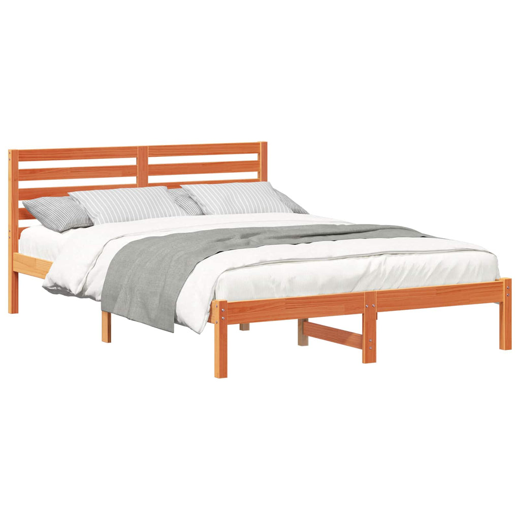 vidaXL Ramka łóżka Woskowy Brąz 140 x 210 cm Lite drewno sosnowe