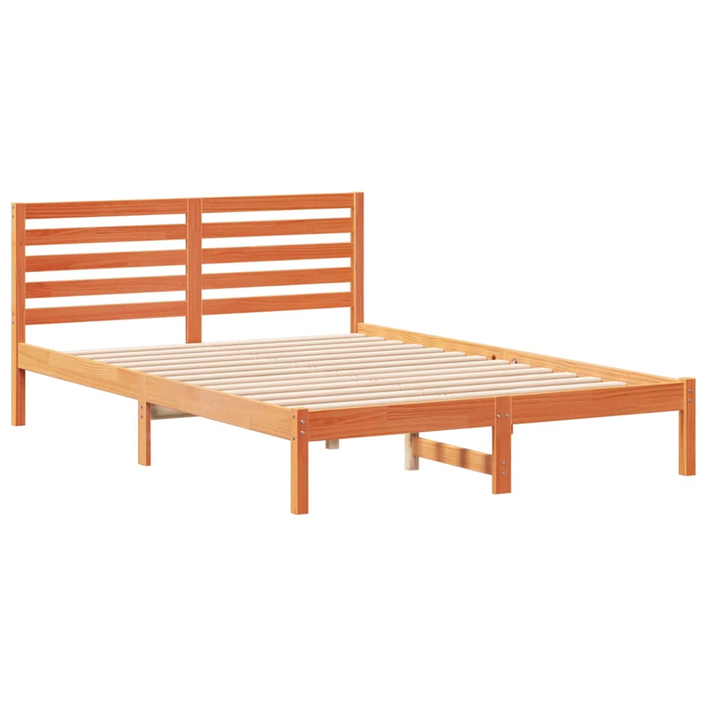 vidaXL Ramka łóżka Woskowy Brąz 140 x 210 cm Lite drewno sosnowe