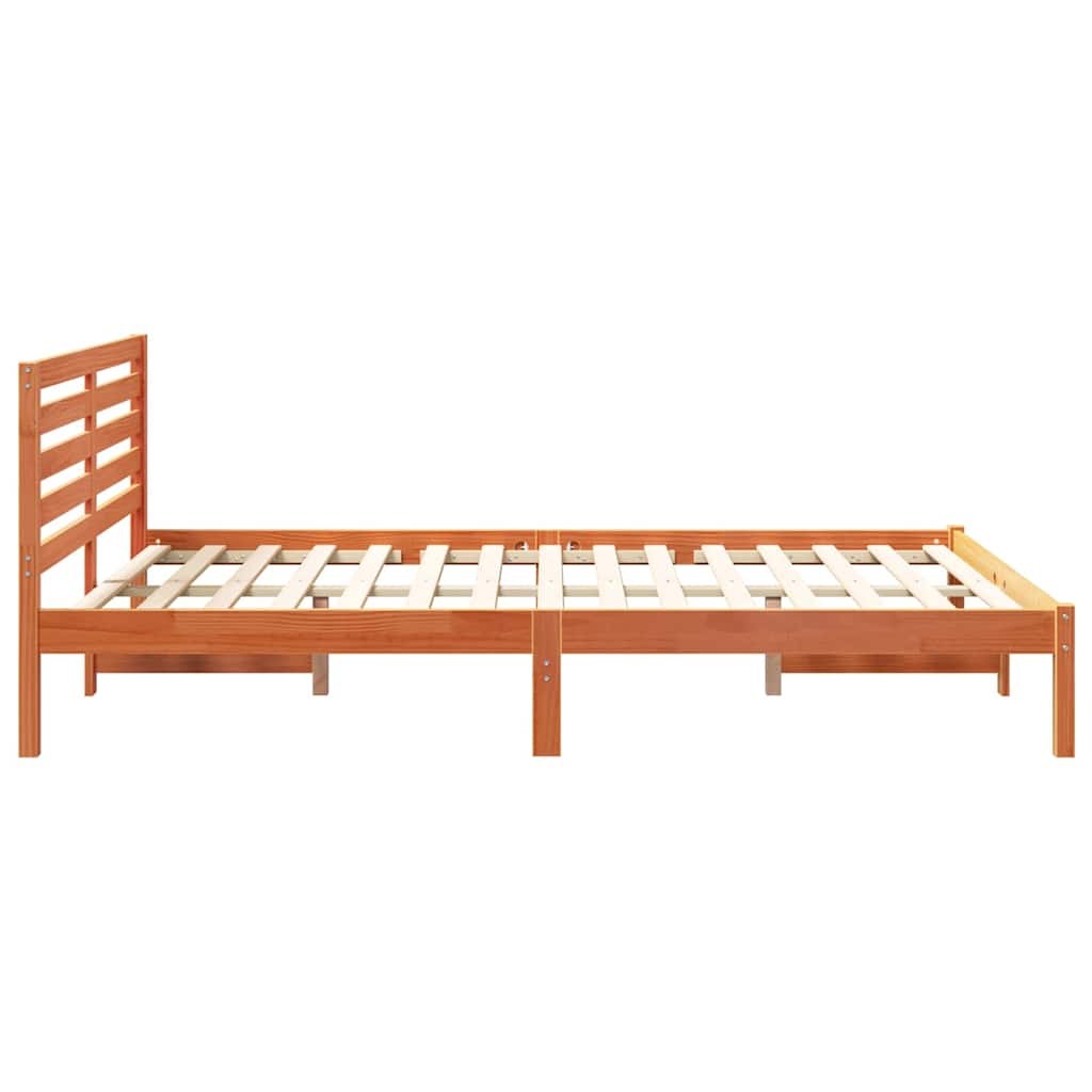 vidaXL Ramka łóżka Woskowy Brąz 140 x 210 cm Lite drewno sosnowe