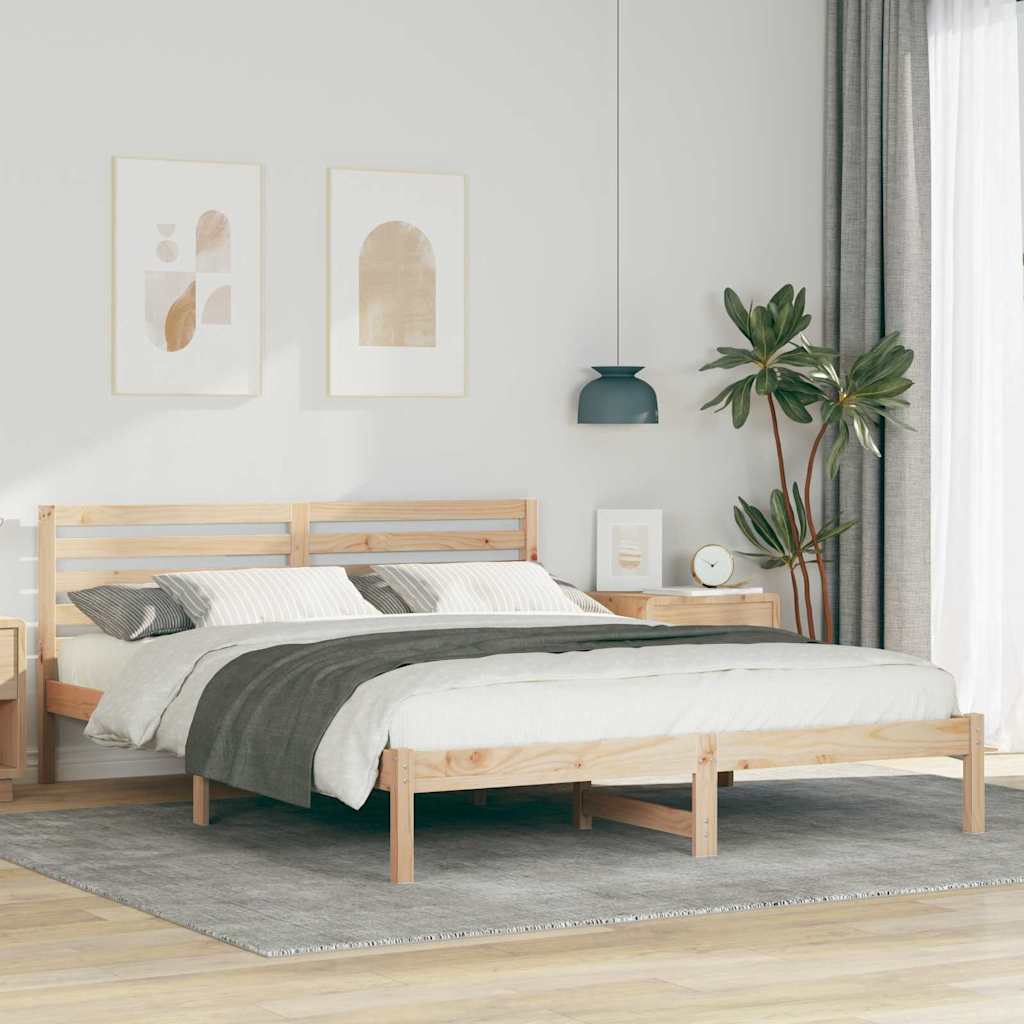 vidaXL Ramka łóżka Brązowy 160 x 210 cm Lite drewno sosnowe