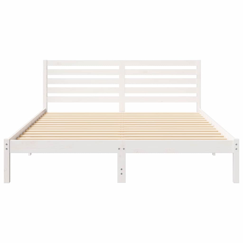 vidaXL Ramka łóżka Z zagłówkiem Biały 160 x 210 cm Lite drewno sosnowe
