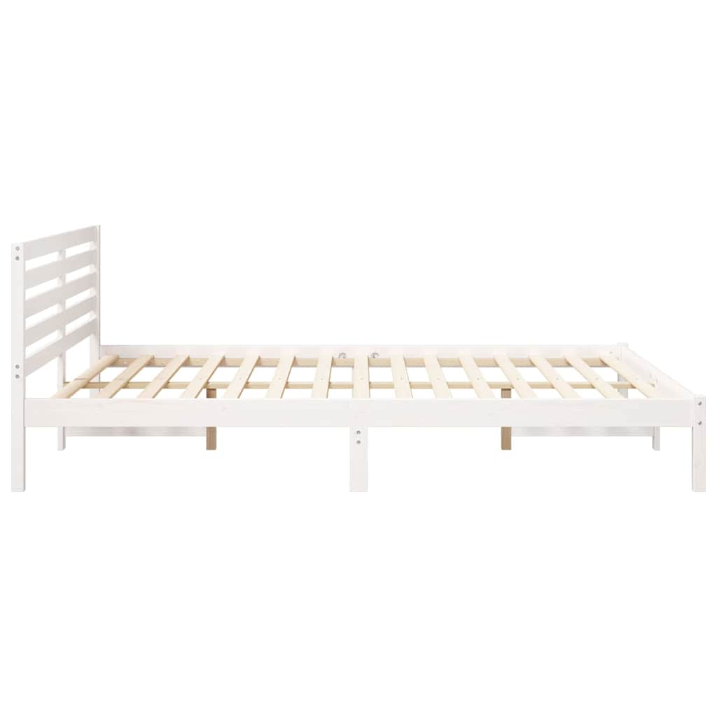 vidaXL Ramka łóżka Z zagłówkiem Biały 160 x 210 cm Lite drewno sosnowe