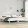 vidaXL Ramka łóżka Z zagłówkiem Biały 180 x 210 cm Lite drewno sosnowe
