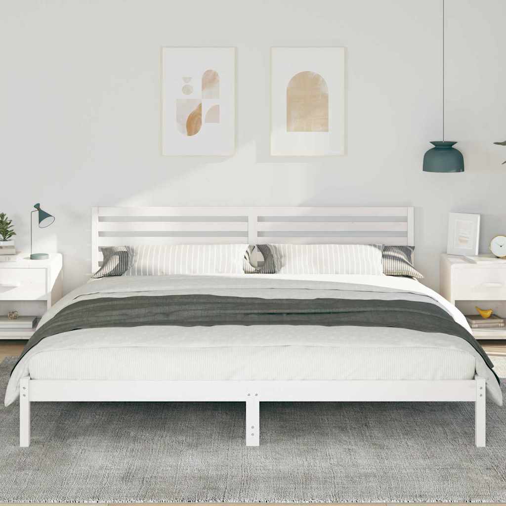 vidaXL Ramka łóżka Z zagłówkiem Biały 180 x 210 cm Lite drewno sosnowe