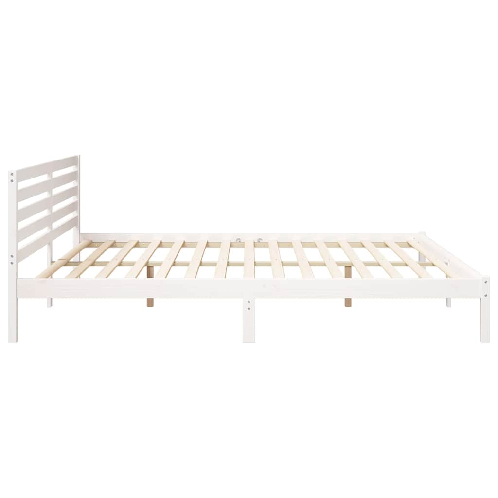 vidaXL Ramka łóżka Z zagłówkiem Biały 180 x 210 cm Lite drewno sosnowe