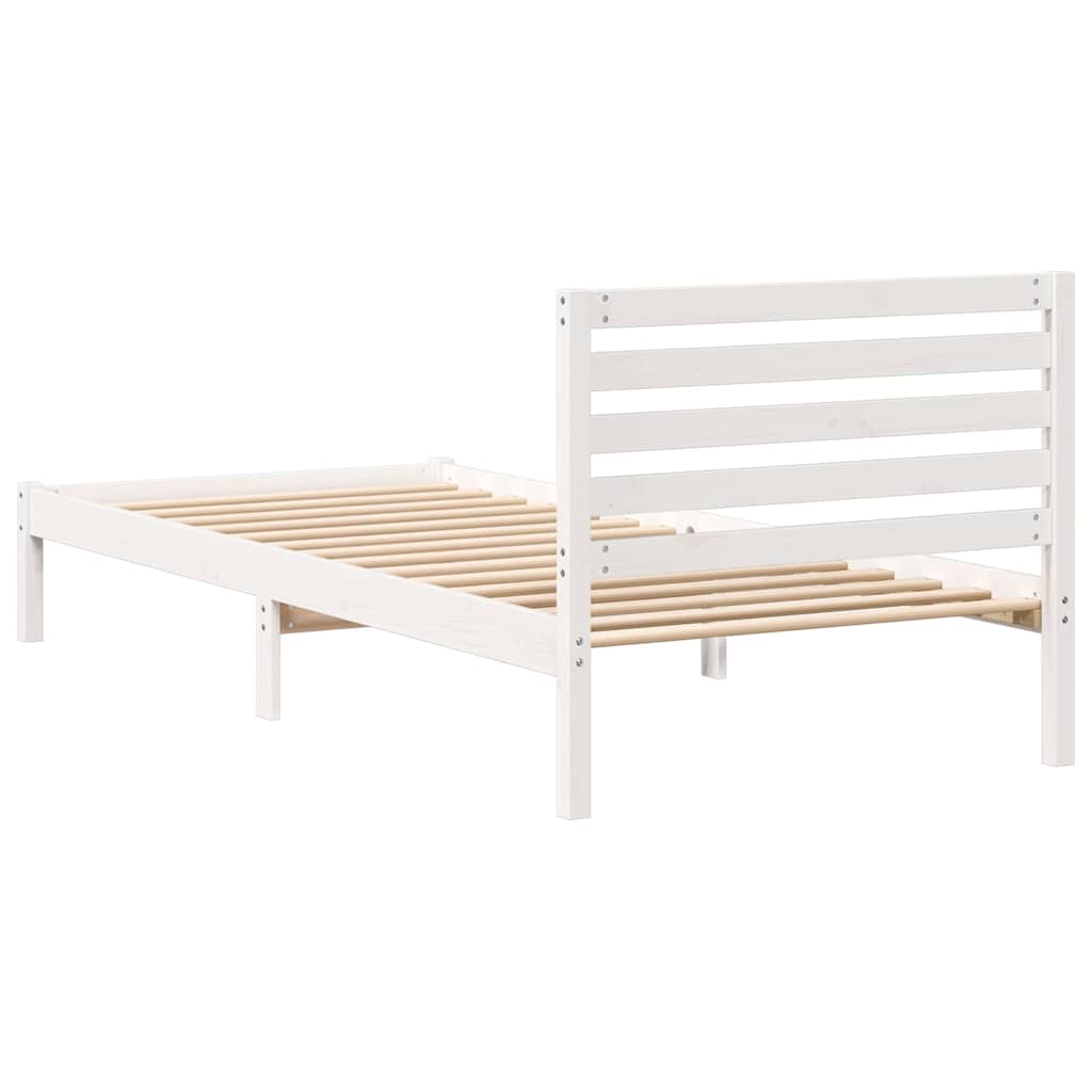 vidaXL Ramka łóżka Z zagłówkiem Biały 80 x 220 cm Lite drewno sosnowe