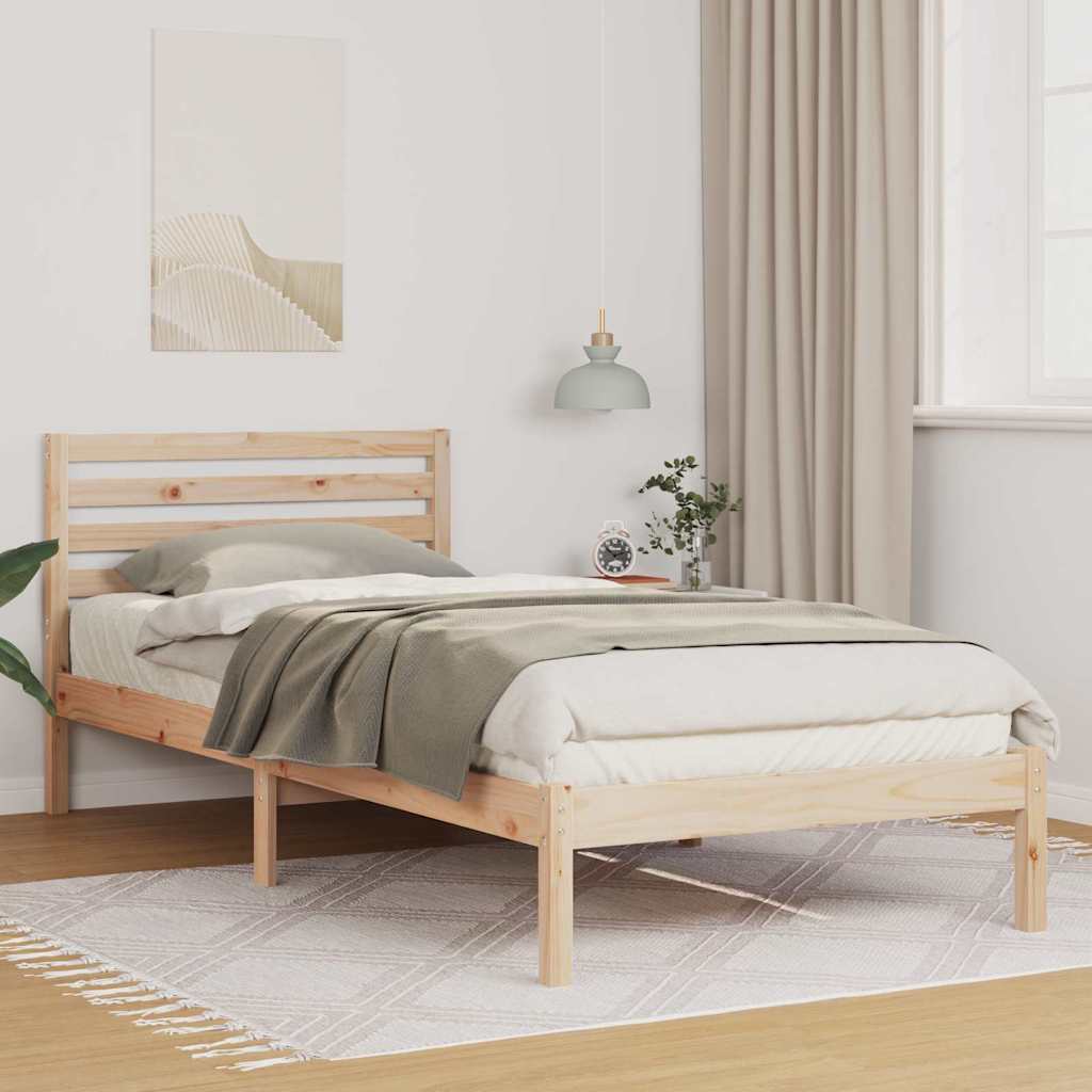 vidaXL Ramka łóżka Brązowy 90 x 220 cm Lite drewno sosnowe