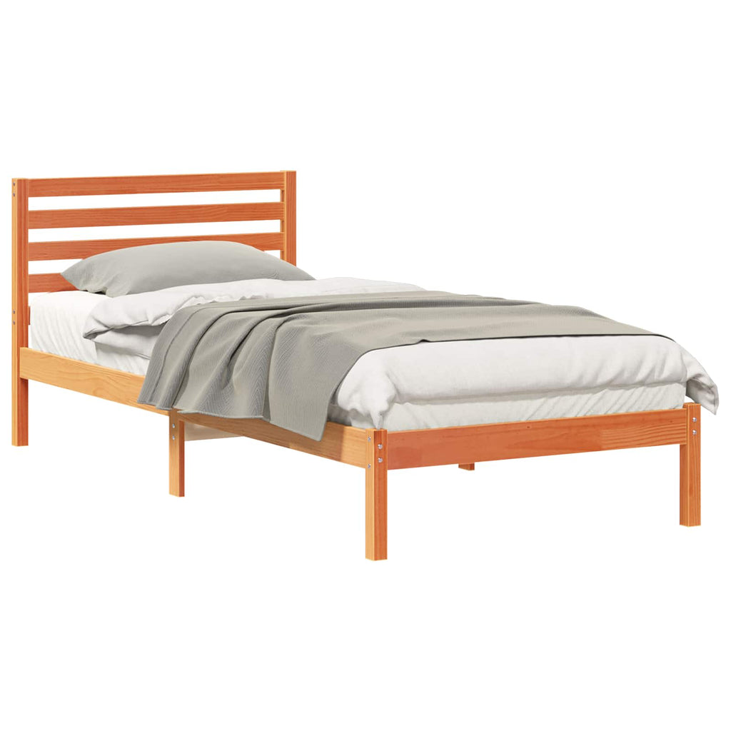 vidaXL Ramka łóżka Woskowy Brąz 90 x 220 cm Lite drewno sosnowe
