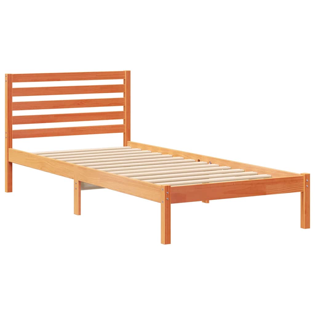 vidaXL Ramka łóżka Woskowy Brąz 90 x 220 cm Lite drewno sosnowe