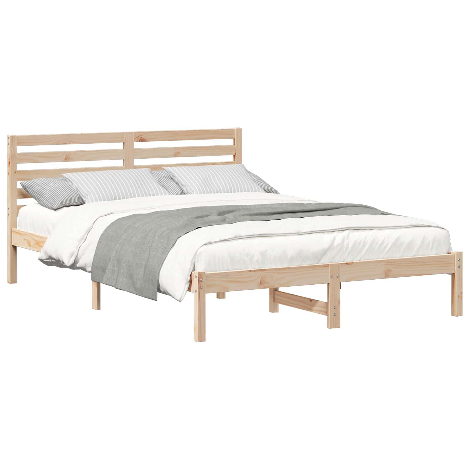 vidaXL Ramka łóżka Brązowy 140 x 220 cm Lite drewno sosnowe