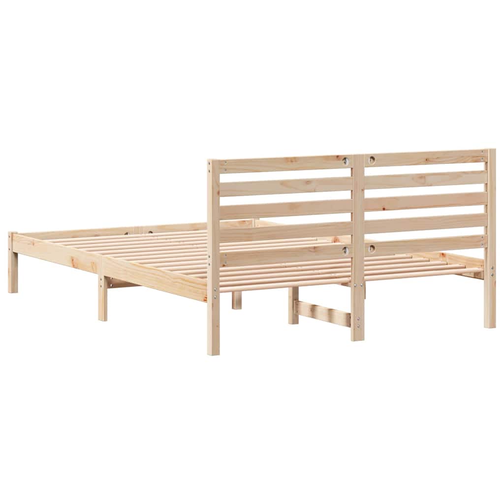 vidaXL Ramka łóżka Brązowy 140 x 220 cm Lite drewno sosnowe