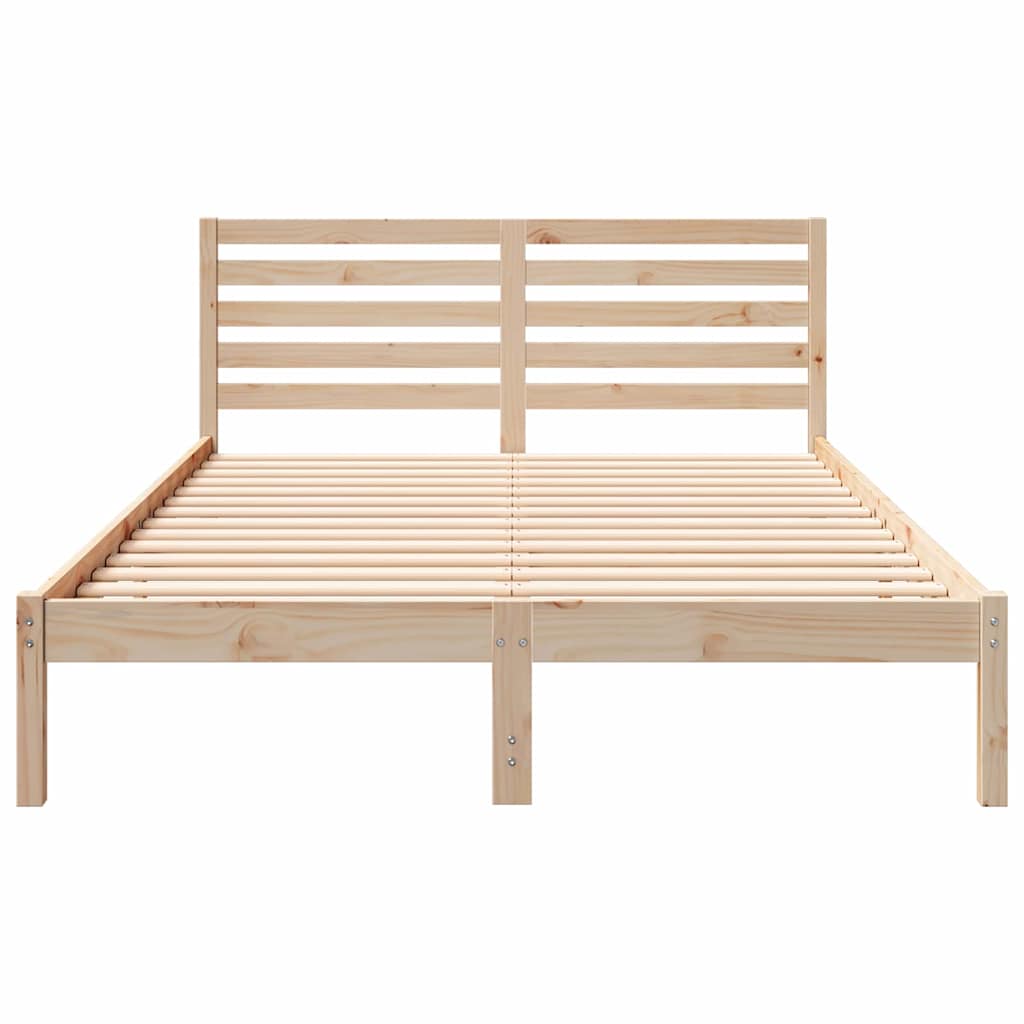 vidaXL Ramka łóżka Brązowy 140 x 220 cm Lite drewno sosnowe