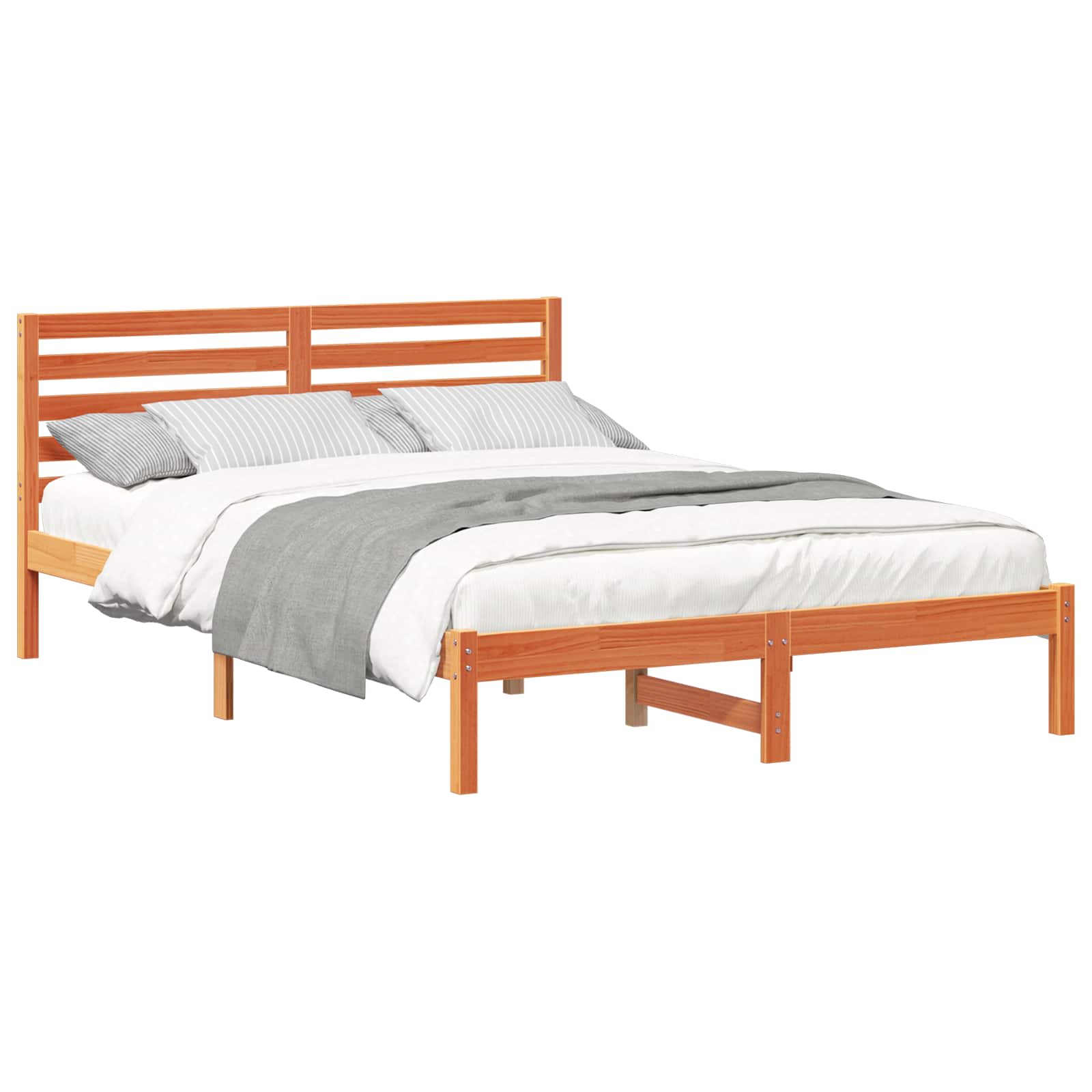 vidaXL Ramka łóżka Woskowy Brąz 140 x 220 cm Lite drewno sosnowe
