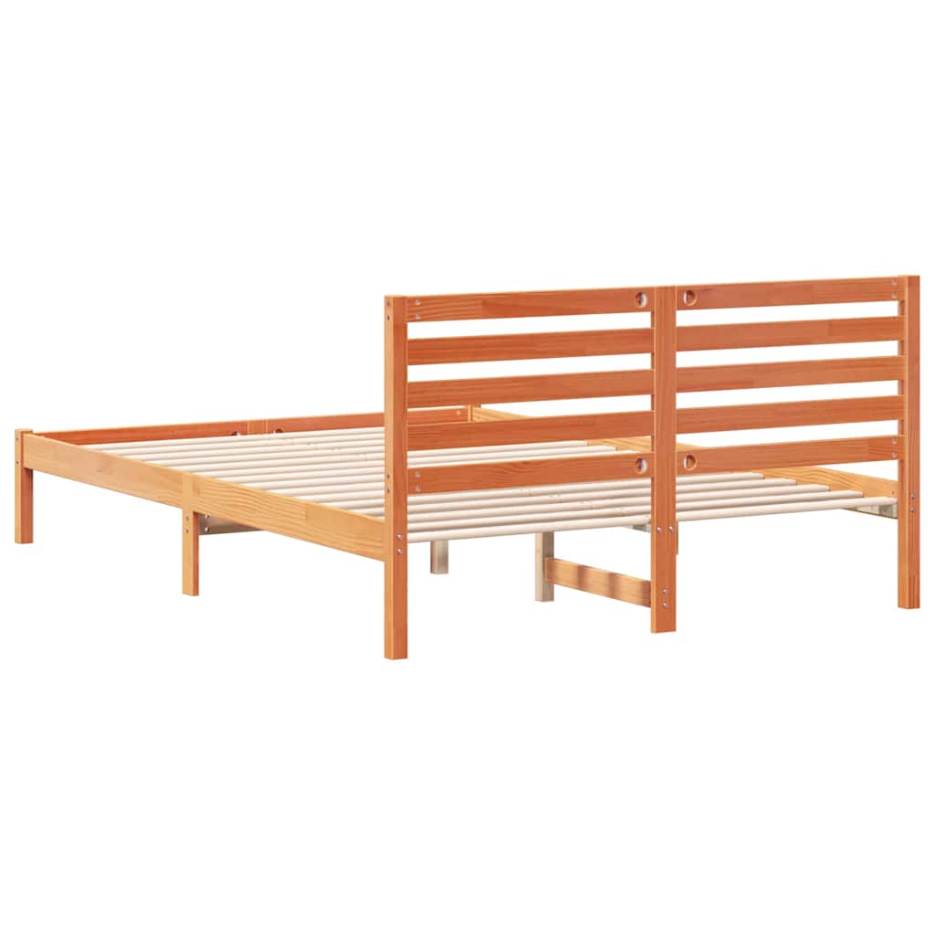 vidaXL Ramka łóżka Woskowy Brąz 140 x 220 cm Lite drewno sosnowe