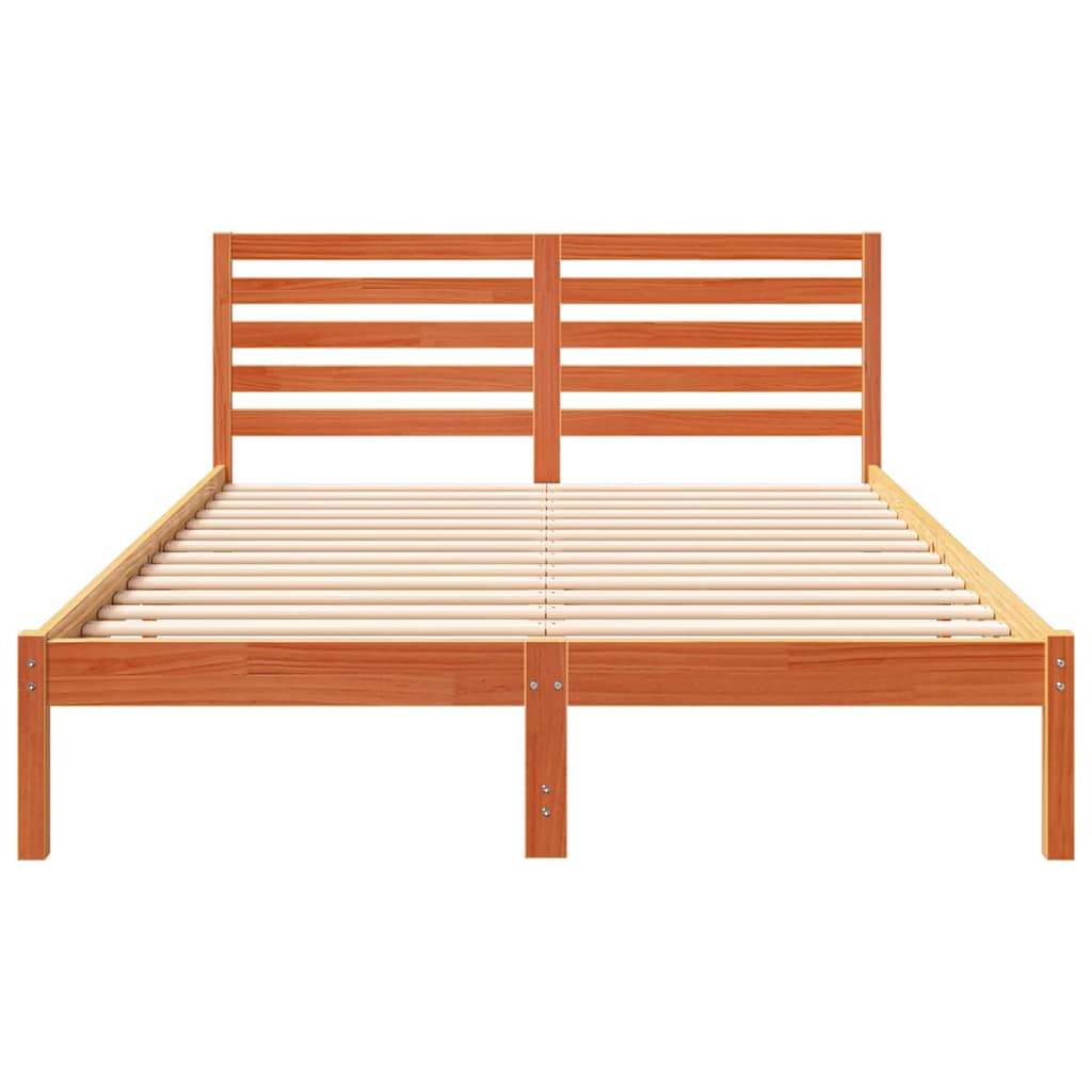 vidaXL Ramka łóżka Woskowy Brąz 140 x 220 cm Lite drewno sosnowe