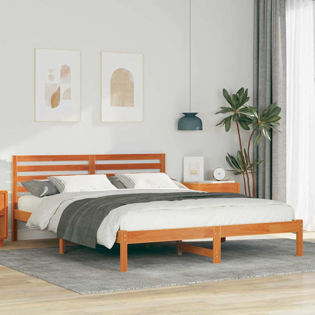 vidaXL Ramka łóżka Woskowy Brąz 160 x 220 cm Lite drewno sosnowe