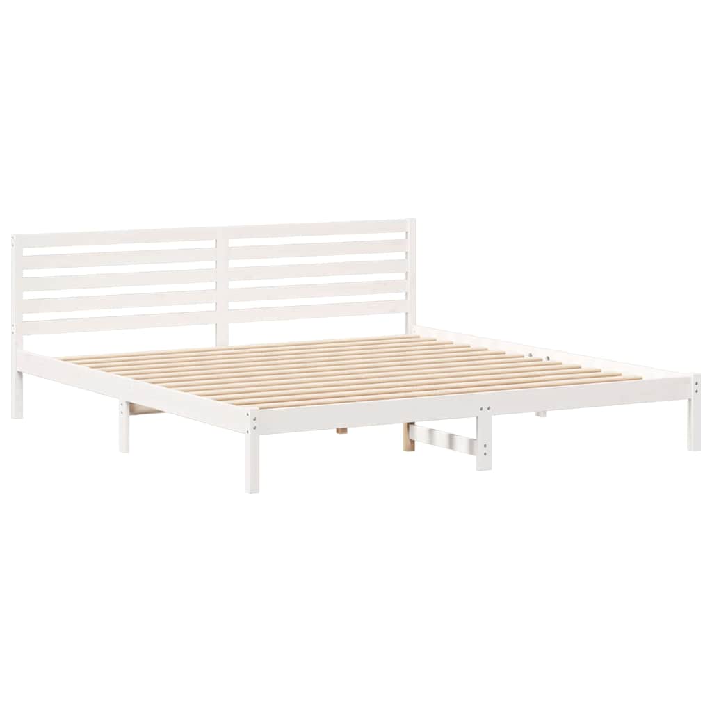 vidaXL Ramka łóżka Z zagłówkiem Biały 180 x 220 cm Lite drewno sosnowe