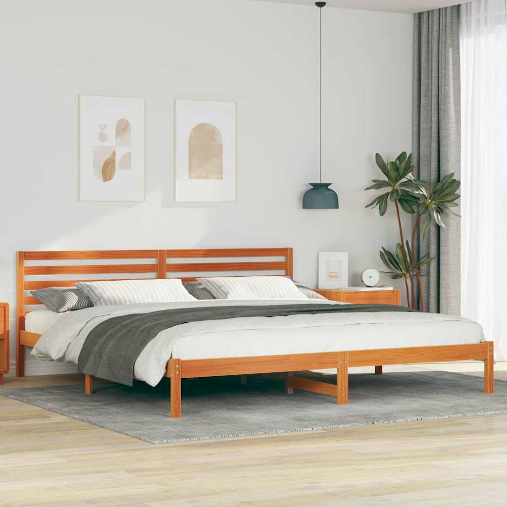 vidaXL Ramka łóżka Woskowy Brąz 180 x 220 cm Lite drewno sosnowe