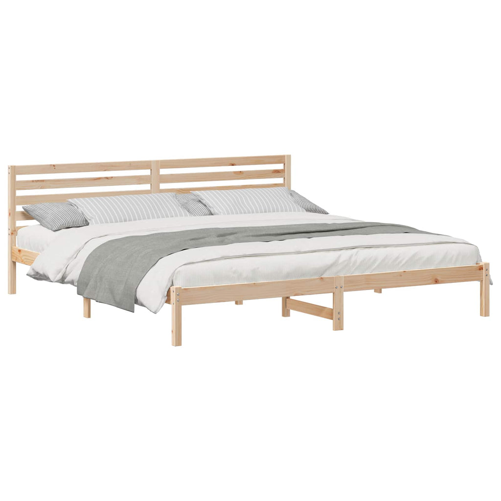 vidaXL Ramka łóżka Brązowy 200 x 220 cm Lite drewno sosnowe