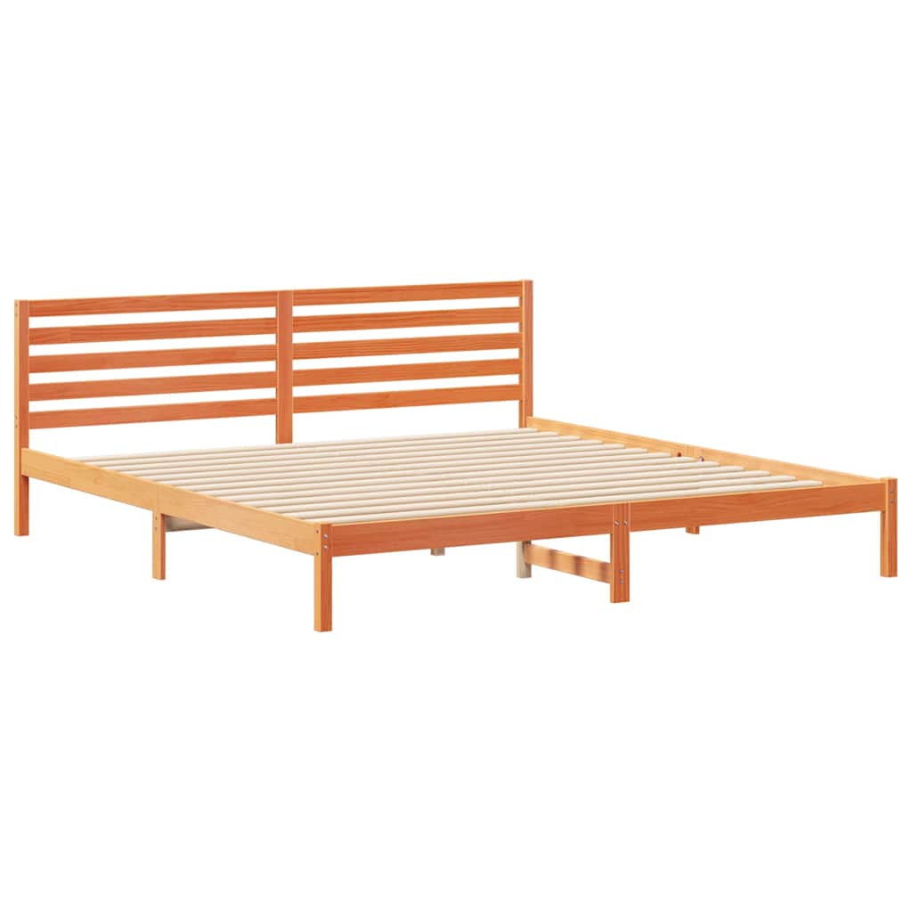 vidaXL Ramka łóżka Woskowy Brąz 200 x 220 cm Lite drewno sosnowe