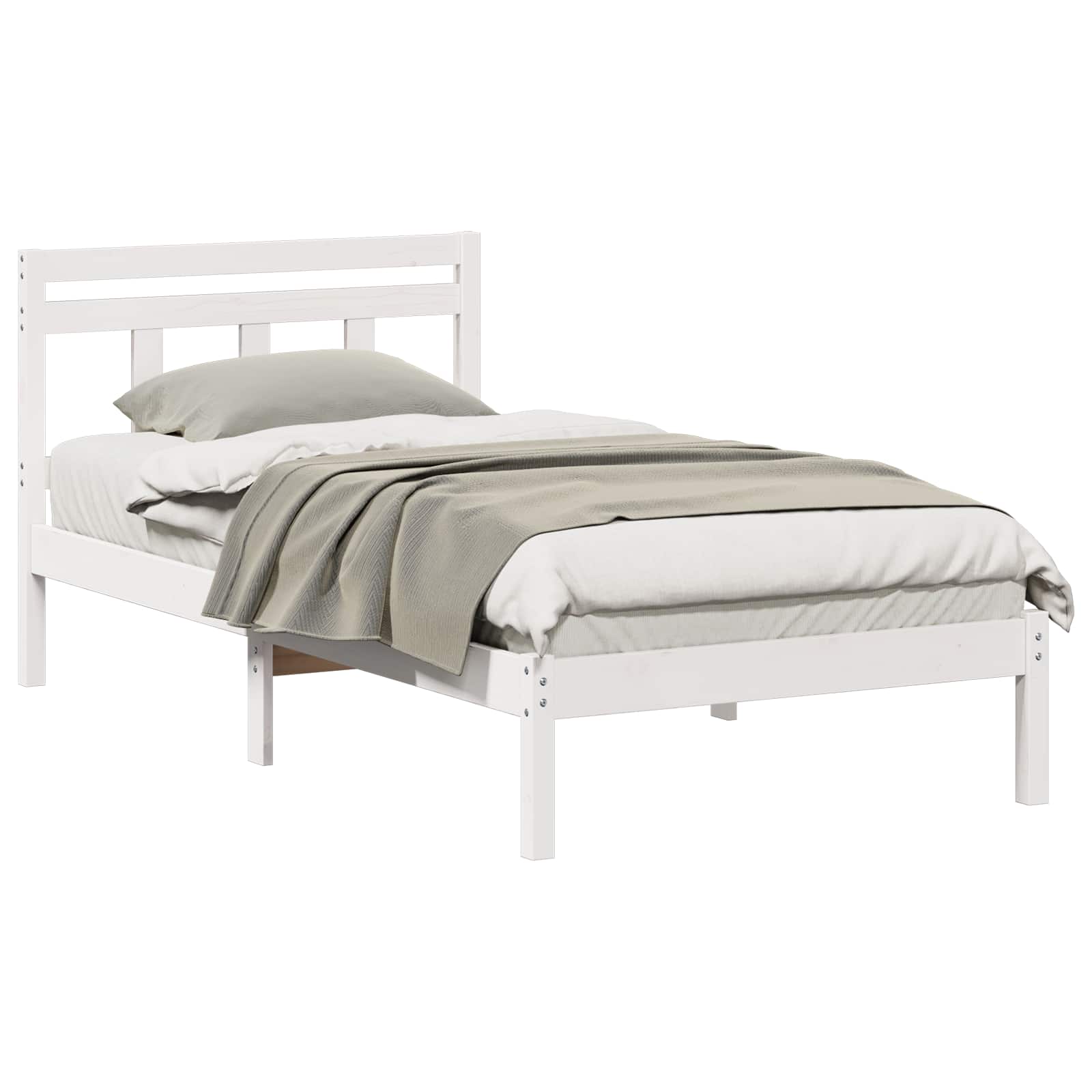 vidaXL Ramka łóżka Biały 80 x 200 cm Lite drewno sosnowe
