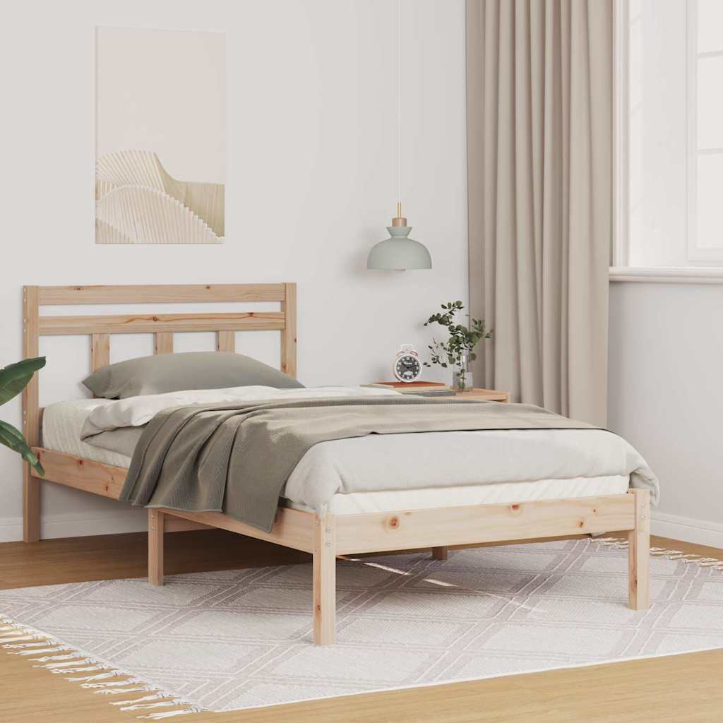 vidaXL Ramka łóżka Brązowy 90 x 200 cm Lite drewno sosnowe