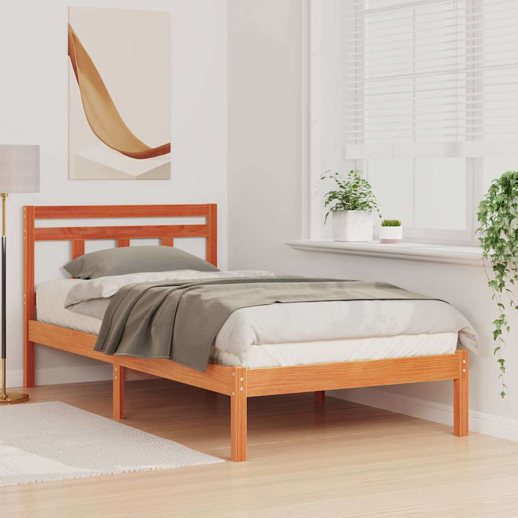 vidaXL Ramka łóżka Brązowy 90 x 200 cm Lite drewno sosnowe