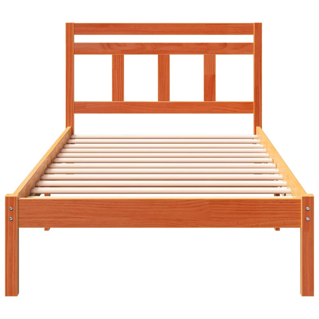 vidaXL Ramka łóżka Brązowy 90 x 200 cm Lite drewno sosnowe