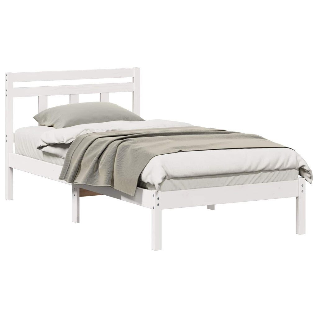 vidaXL Ramka łóżka Biały 100 x 200 cm Lite drewno sosnowe
