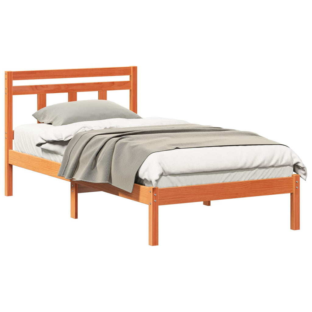 vidaXL Ramka łóżka Brązowy 100 x 200 cm Lite drewno sosnowe