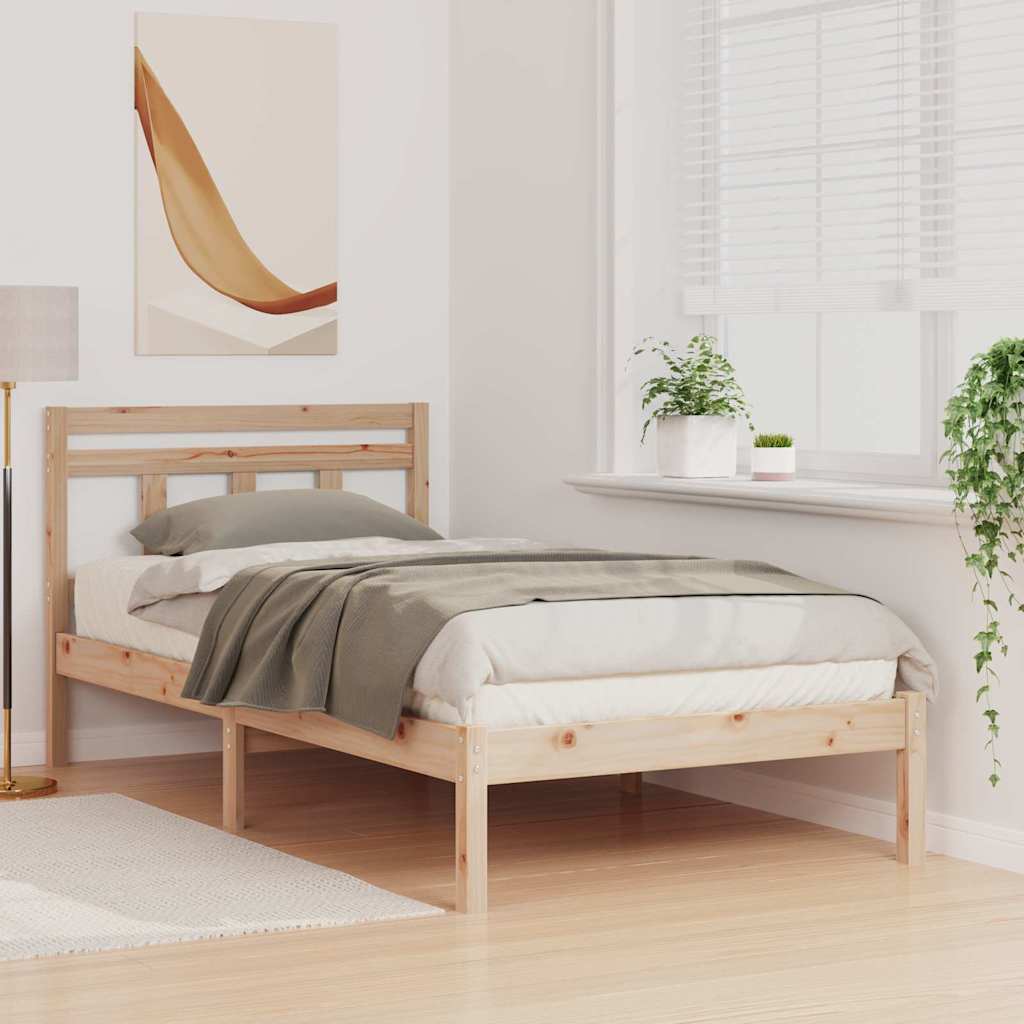 vidaXL Ramka łóżka Brązowy 90 x 190 cm Lite drewno sosnowe