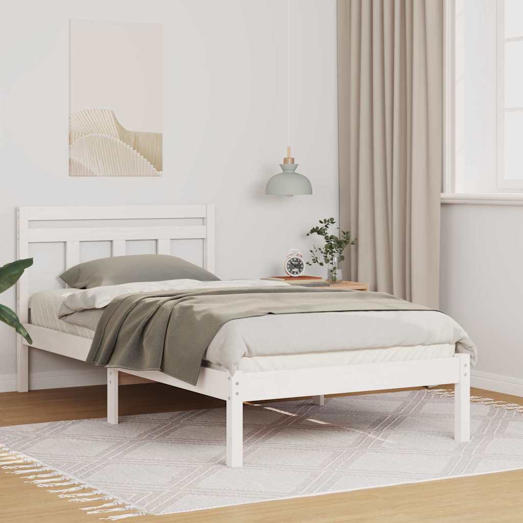 vidaXL Ramka łóżka Biały 90 x 190 cm Lite drewno sosnowe