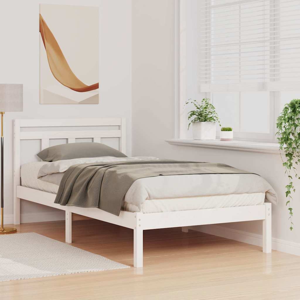 vidaXL Ramka łóżka Biały 90 x 190 cm Lite drewno sosnowe