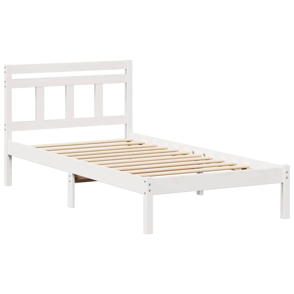 vidaXL Ramka łóżka Biały 75 x 190 cm Lite drewno sosnowe