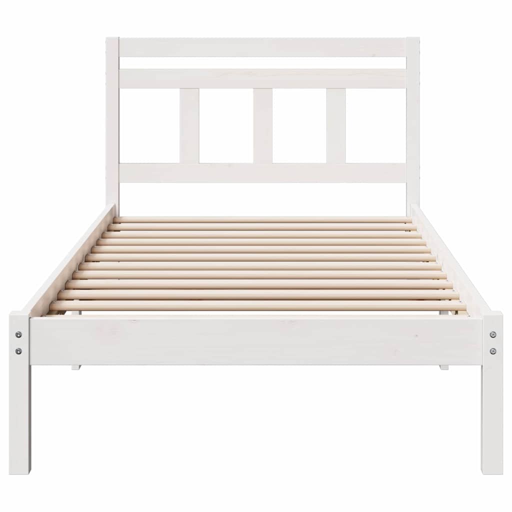 vidaXL Ramka łóżka Biały 75 x 190 cm Lite drewno sosnowe