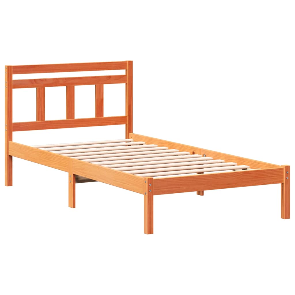 vidaXL Ramka łóżka Brązowy 75 x 190 cm Lite drewno sosnowe