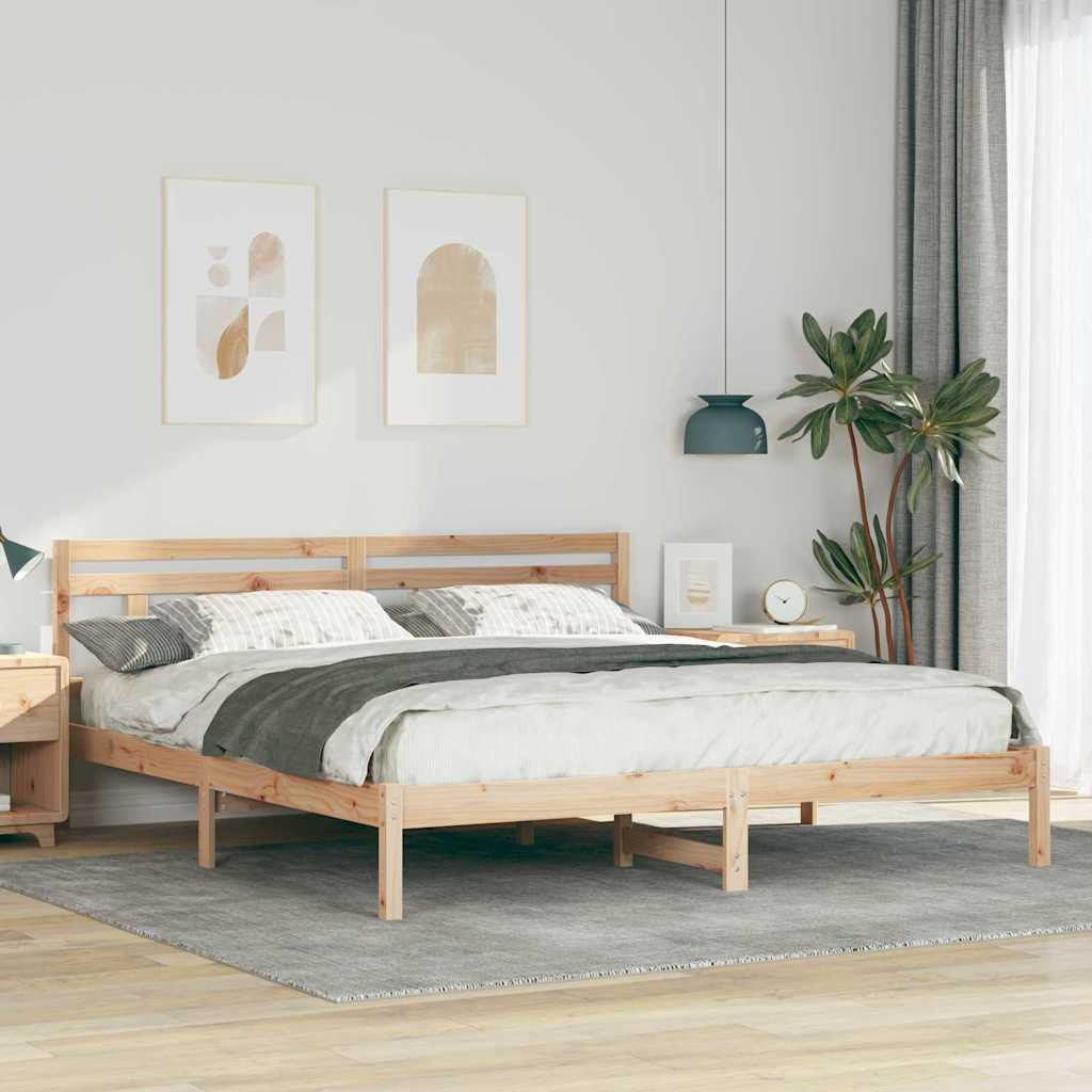 vidaXL Ramka łóżka Brązowy 200 x 200 cm Lite drewno sosnowe