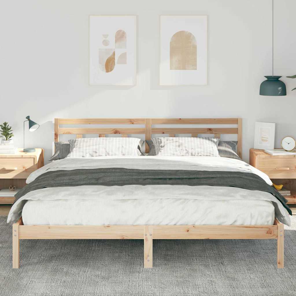 vidaXL Ramka łóżka Brązowy 200 x 200 cm Lite drewno sosnowe