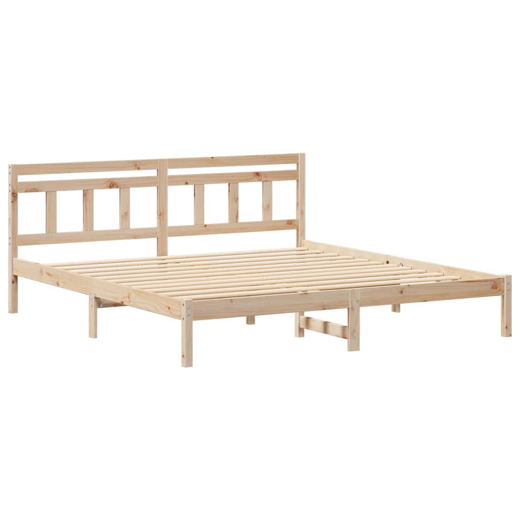 vidaXL Ramka łóżka Brązowy 200 x 200 cm Lite drewno sosnowe