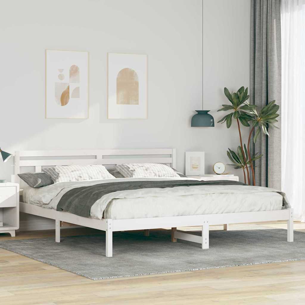 vidaXL Ramka łóżka Biały 200 x 200 cm Lite drewno sosnowe