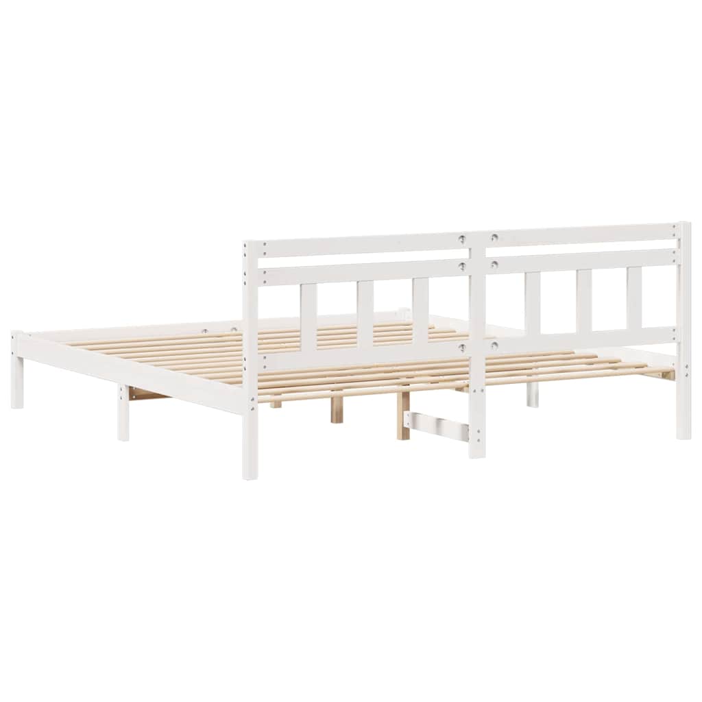 vidaXL Ramka łóżka Biały 200 x 200 cm Lite drewno sosnowe