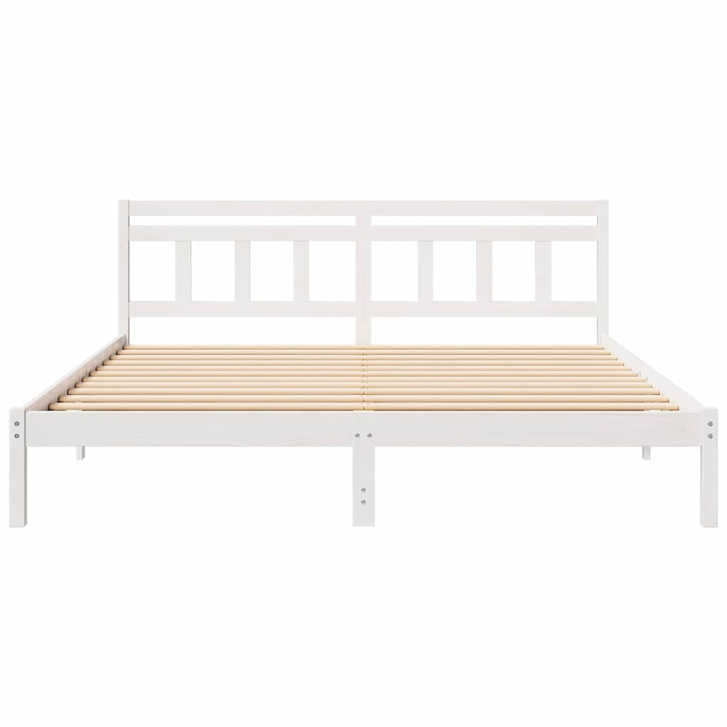 vidaXL Ramka łóżka Biały 200 x 200 cm Lite drewno sosnowe