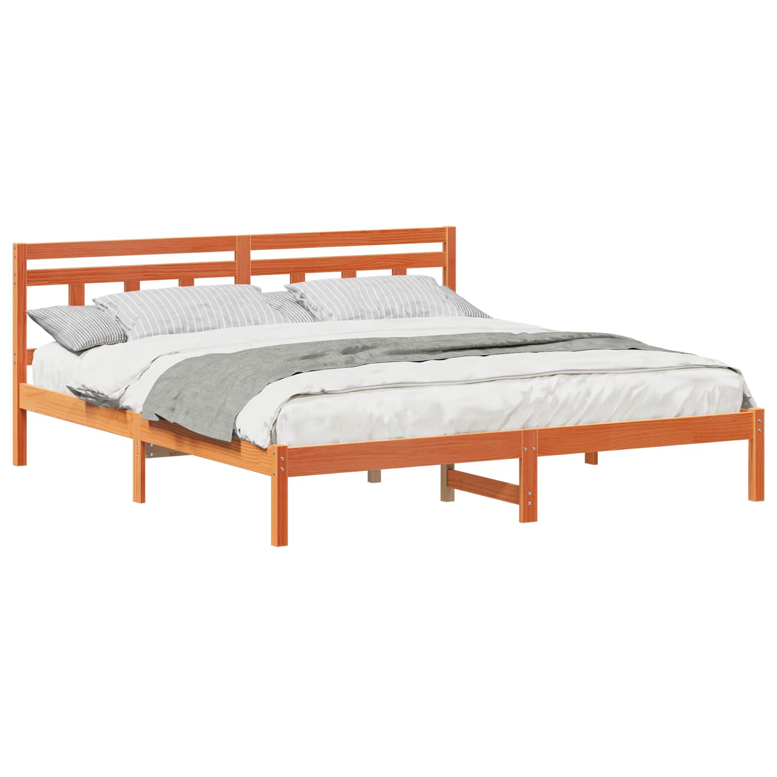 vidaXL Ramka łóżka Brązowy 200 x 200 cm Lite drewno sosnowe