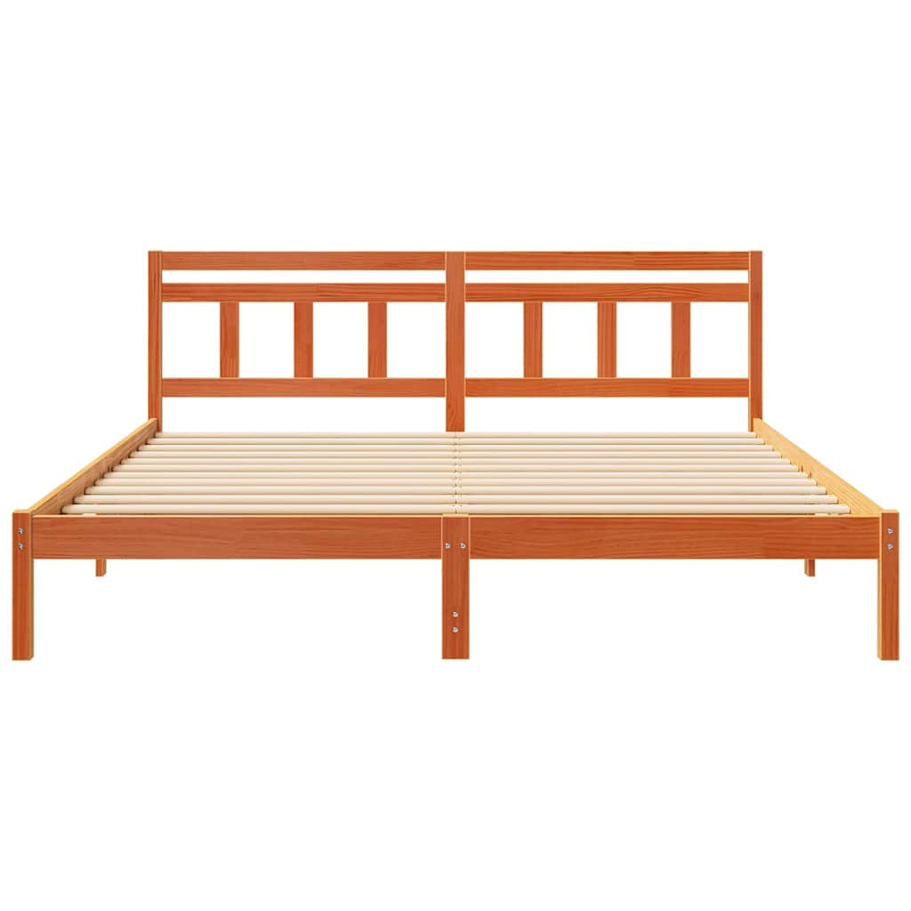 vidaXL Ramka łóżka Brązowy 200 x 200 cm Lite drewno sosnowe