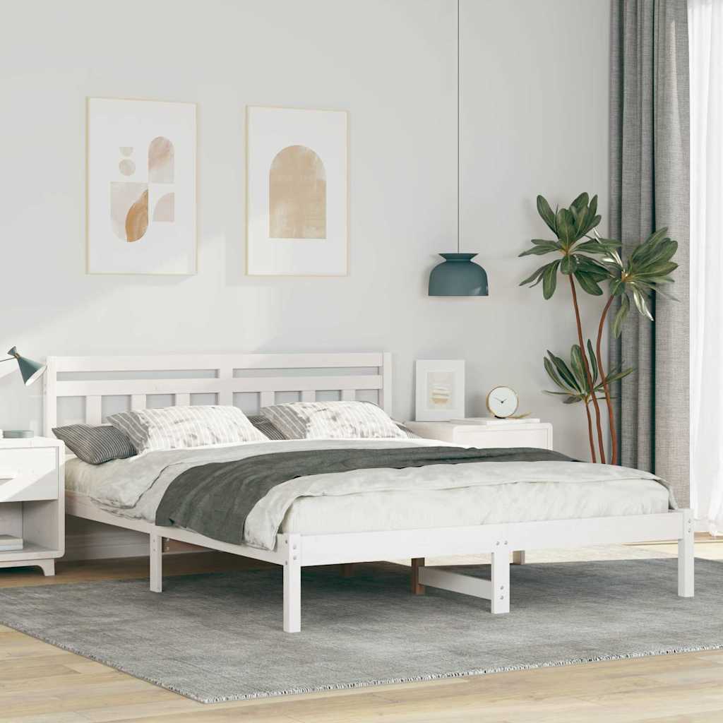 vidaXL Ramka łóżka Biały 160 x 200 cm Lite drewno sosnowe