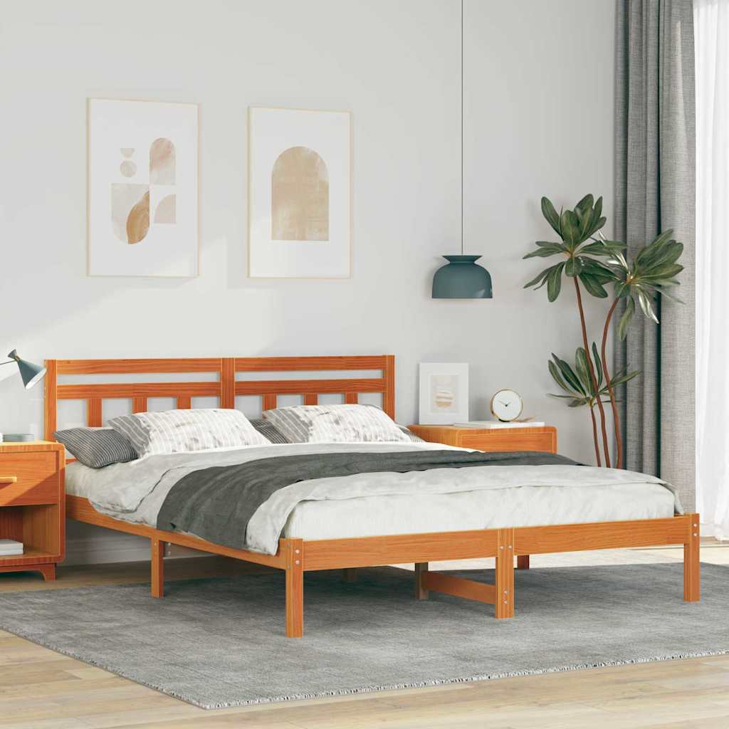vidaXL Ramka łóżka Brązowy 160 x 200 cm Lite drewno sosnowe