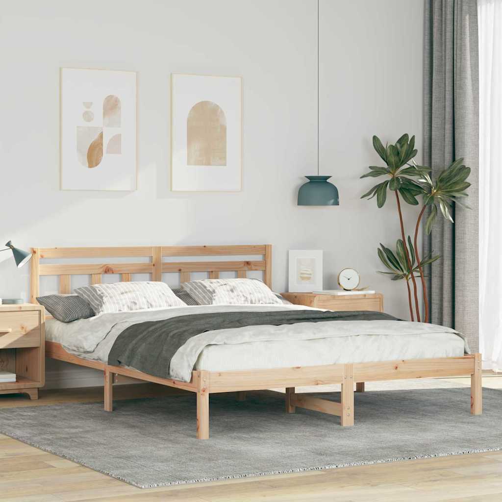 vidaXL Ramka łóżka Brązowy 150 x 200 cm Lite drewno sosnowe